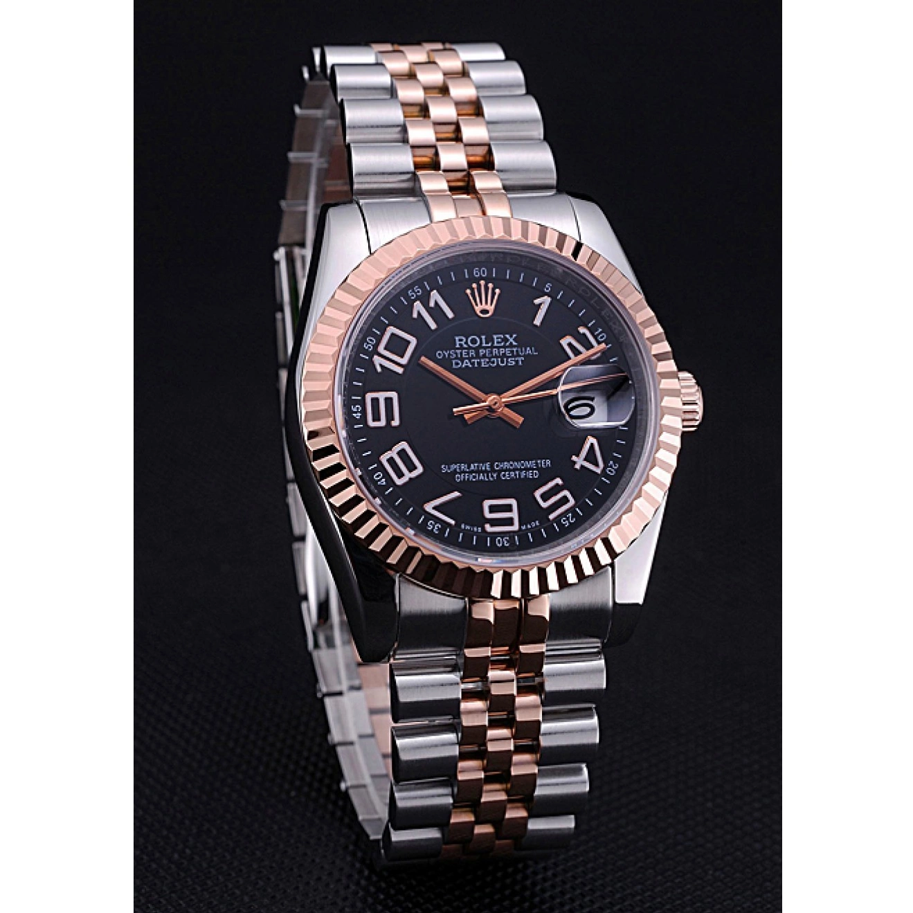 AAA Replica Watches Rolex Bracelet Stainless 622545 Dial Gold Black DateJust Steel and 0823